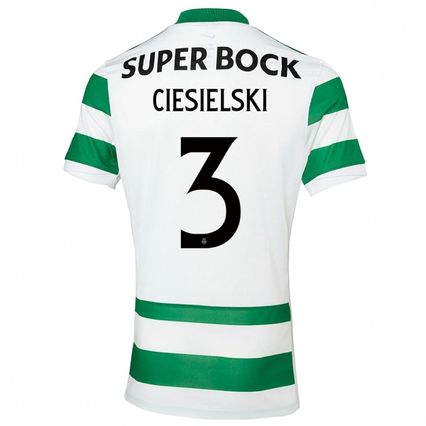 Danxen Børn Daniel Ciesielski #3 Grøn Hvid Hjemmebane Spillertrøjer 2025/26 Trøje T-Shirt