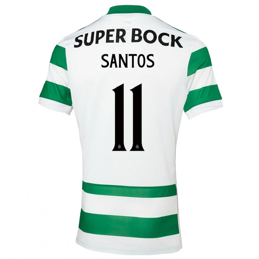 Danxen Børn Nuno Santos #11 Grøn Hvid Hjemmebane Spillertrøjer 2025/26 Trøje T-Shirt