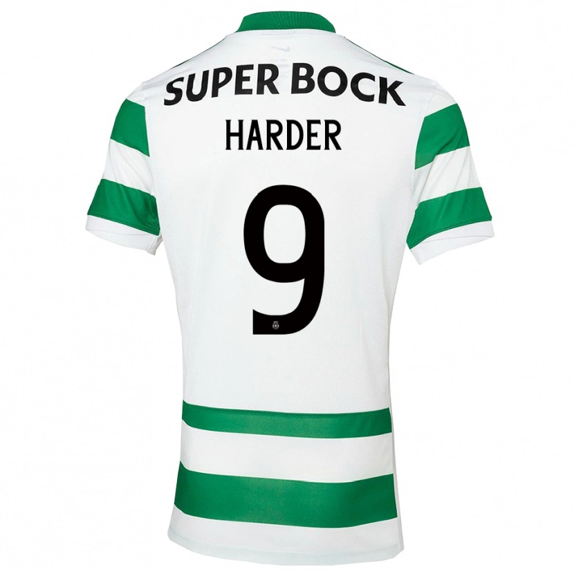 Danxen Børn Conrad Harder #9 Grøn Hvid Hjemmebane Spillertrøjer 2025/26 Trøje T-Shirt