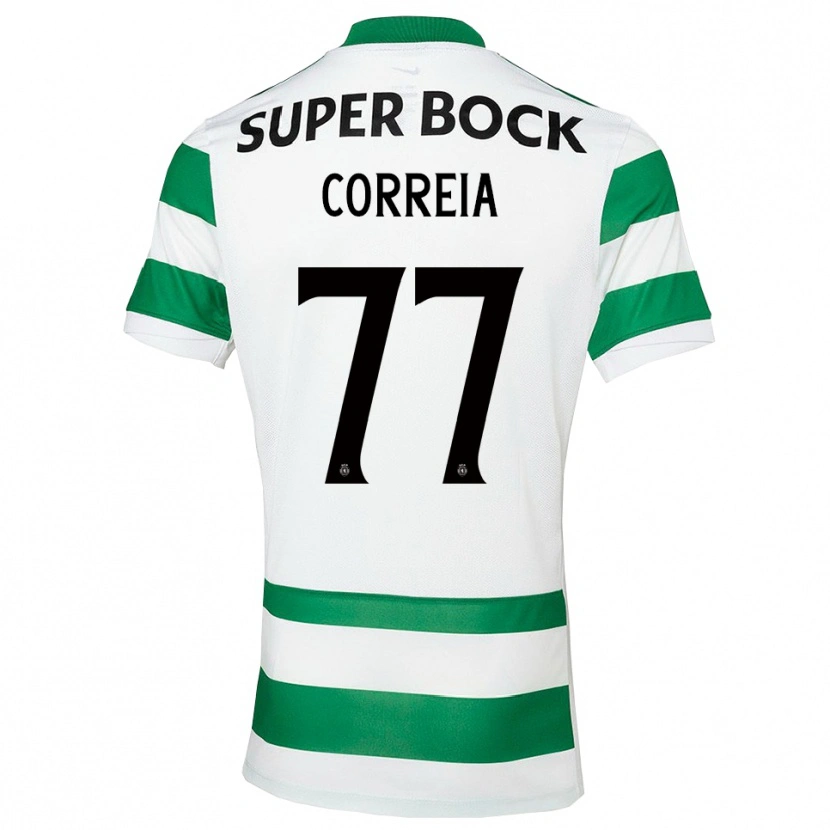Danxen Børn Alícia Correia #77 Grøn Hvid Hjemmebane Spillertrøjer 2025/26 Trøje T-Shirt