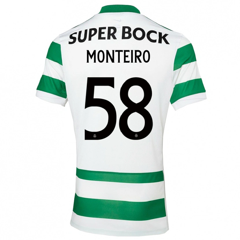 Danxen Børn David Monteiro #58 Grøn Hvid Hjemmebane Spillertrøjer 2025/26 Trøje T-Shirt
