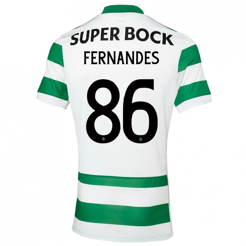 Danxen Børn Emanuel Fernandes #86 Grøn Hvid Hjemmebane Spillertrøjer 2025/26 Trøje T-Shirt