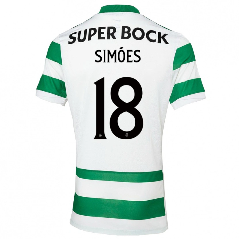 Danxen Børn Francisco Simões #18 Grøn Hvid Hjemmebane Spillertrøjer 2025/26 Trøje T-Shirt