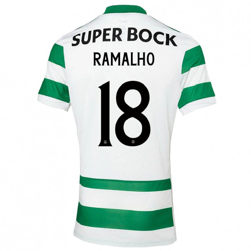Danxen Børn Inês Filipa Ramalho Gonçalves #18 Grøn Hvid Hjemmebane Spillertrøjer 2025/26 Trøje T-Shirt