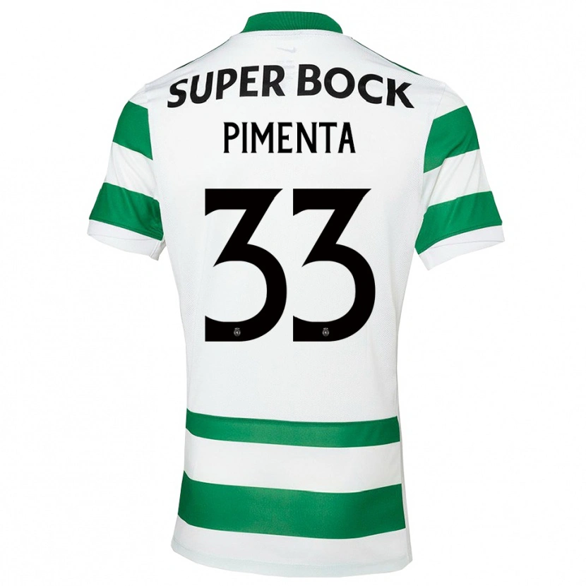 Danxen Børn Carolina Pimenta #33 Grøn Hvid Hjemmebane Spillertrøjer 2025/26 Trøje T-Shirt