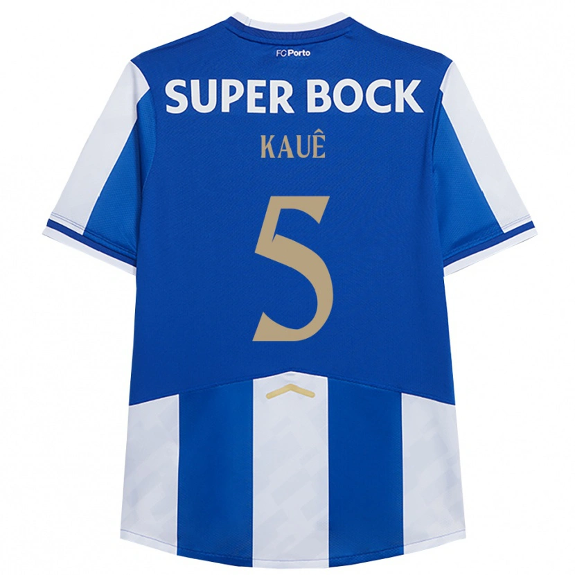 Danxen Børn Kauê #5 Blå Hvid Hjemmebane Spillertrøjer 2025/26 Trøje T-Shirt