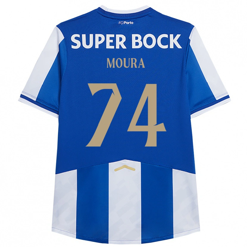 Danxen Børn Francisco Moura #74 Blå Hvid Hjemmebane Spillertrøjer 2025/26 Trøje T-Shirt