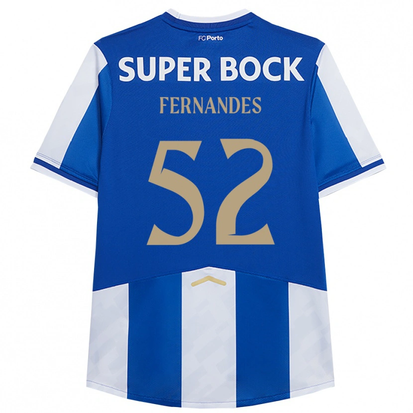 Danxen Børn Martim Fernandes #52 Blå Hvid Hjemmebane Spillertrøjer 2025/26 Trøje T-Shirt