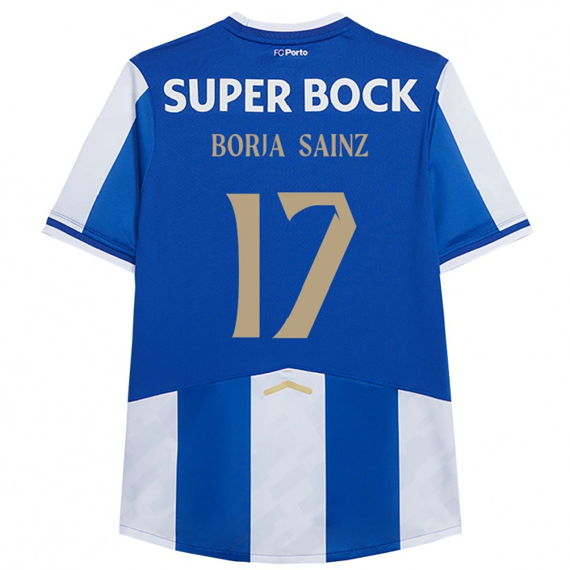 Danxen Børn Borja Sainz #17 Blå Hvid Hjemmebane Spillertrøjer 2025/26 Trøje T-Shirt
