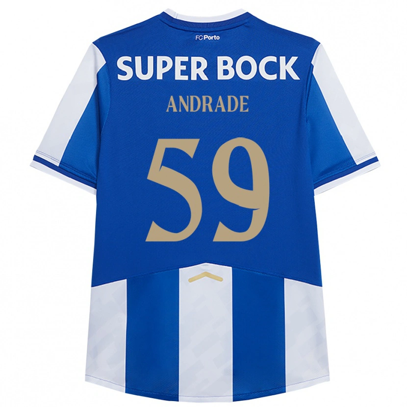 Danxen Børn Tiago Andrade #59 Blå Hvid Hjemmebane Spillertrøjer 2025/26 Trøje T-Shirt