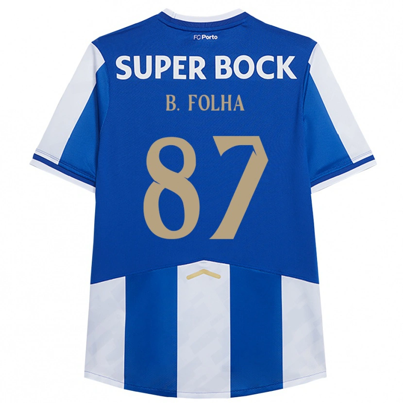 Danxen Børn Bernardo Folha #87 Blå Hvid Hjemmebane Spillertrøjer 2025/26 Trøje T-Shirt