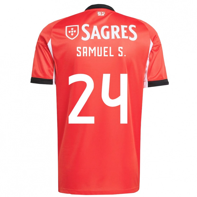 Danxen Børn Samuel Soares #24 Rød Hvid Hjemmebane Spillertrøjer 2025/26 Trøje T-Shirt