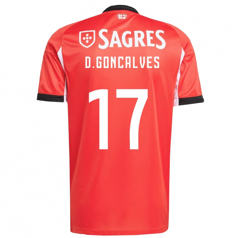 Danxen Børn Diogo Goncalves #17 Rød Hvid Hjemmebane Spillertrøjer 2025/26 Trøje T-Shirt