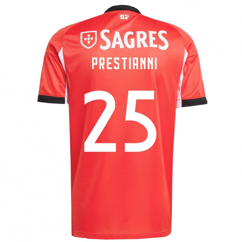 Danxen Børn Gianluca Prestianni #25 Rød Hvid Hjemmebane Spillertrøjer 2025/26 Trøje T-Shirt