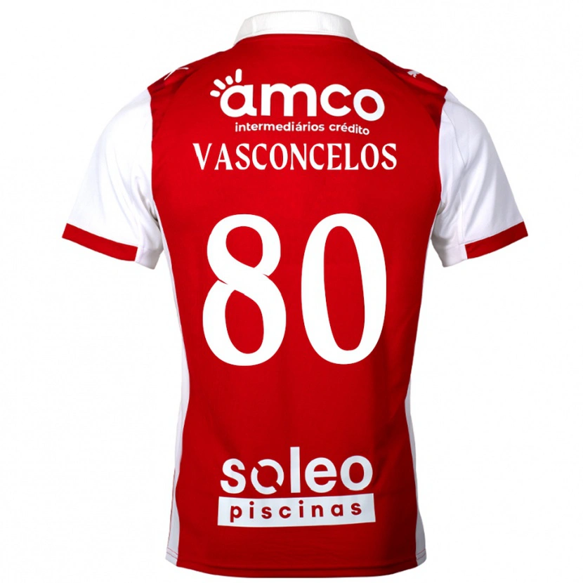 Danxen Børn Vasconcelos #80 Rød Hvid Hjemmebane Spillertrøjer 2025/26 Trøje T-Shirt