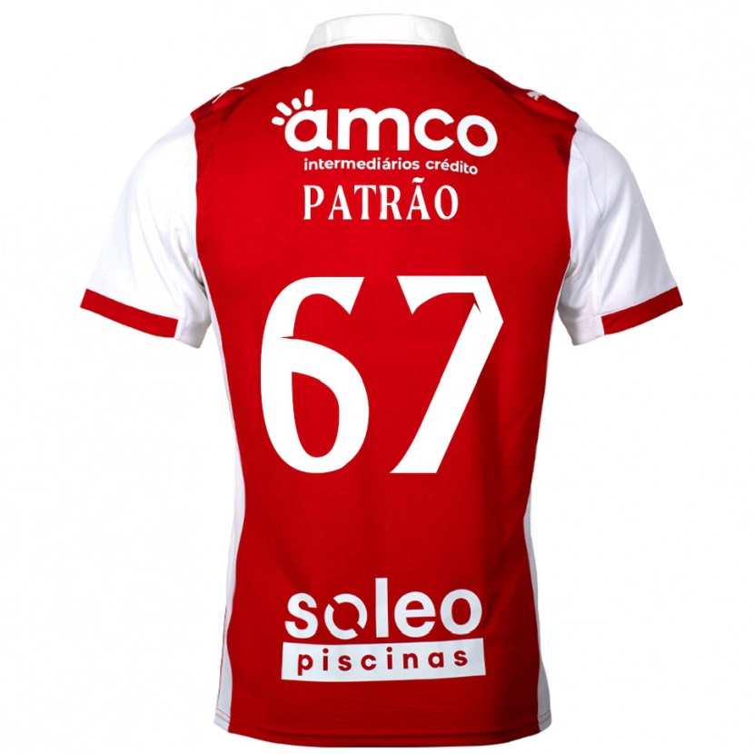 Danxen Børn Afonso Patrão #67 Rød Hvid Hjemmebane Spillertrøjer 2025/26 Trøje T-Shirt