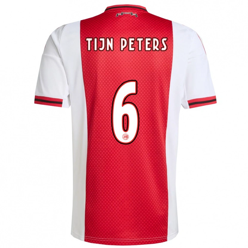 Danxen Børn Tijn Peters #6 Rød Hvid Hjemmebane Spillertrøjer 2025/26 Trøje T-Shirt