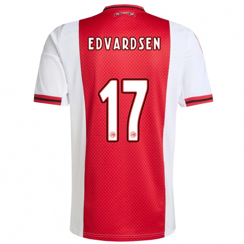 Danxen Børn Oliver Edvardsen #17 Rød Hvid Hjemmebane Spillertrøjer 2025/26 Trøje T-Shirt