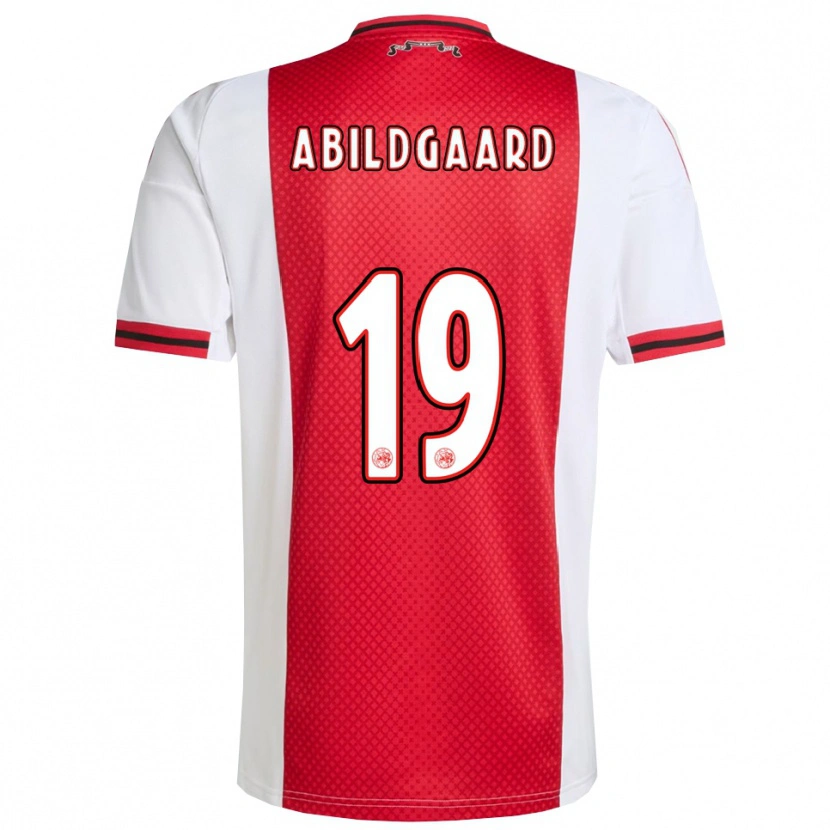 Danxen Børn Lasse Abildgaard #19 Rød Hvid Hjemmebane Spillertrøjer 2025/26 Trøje T-Shirt