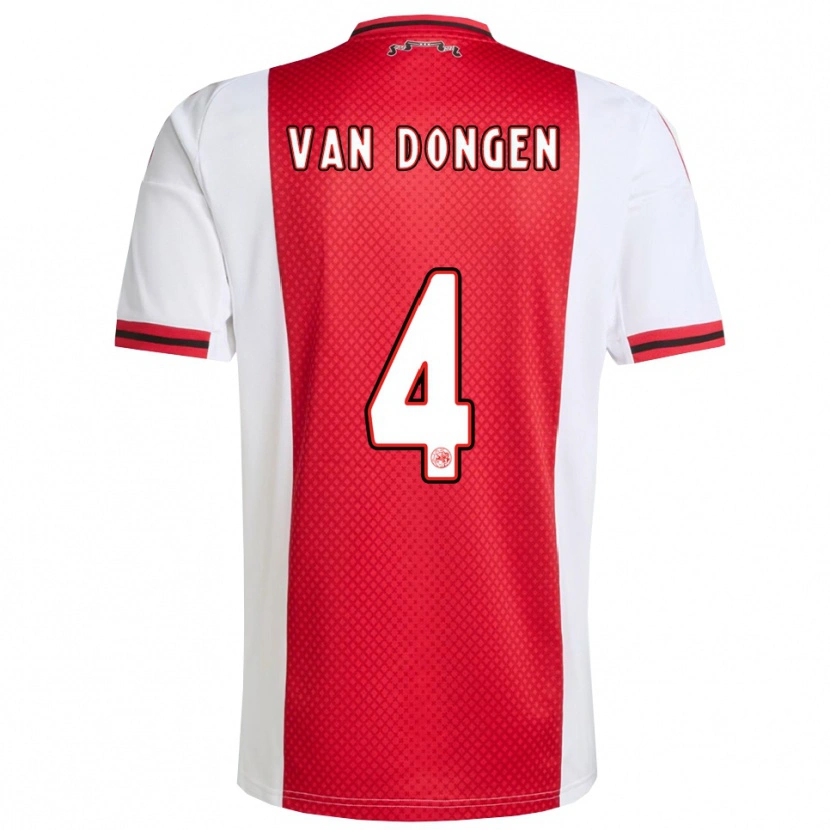 Danxen Børn Bram Van Dongen #4 Rød Hvid Hjemmebane Spillertrøjer 2025/26 Trøje T-Shirt