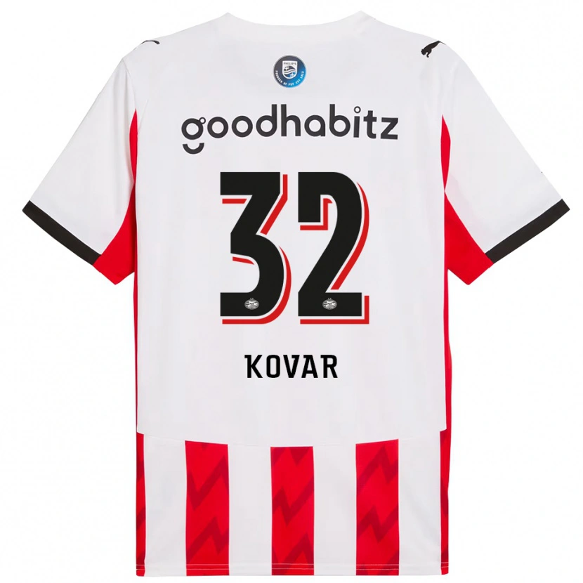 Danxen Børn Matej Kovar #32 Rød Hvid Hjemmebane Spillertrøjer 2025/26 Trøje T-Shirt