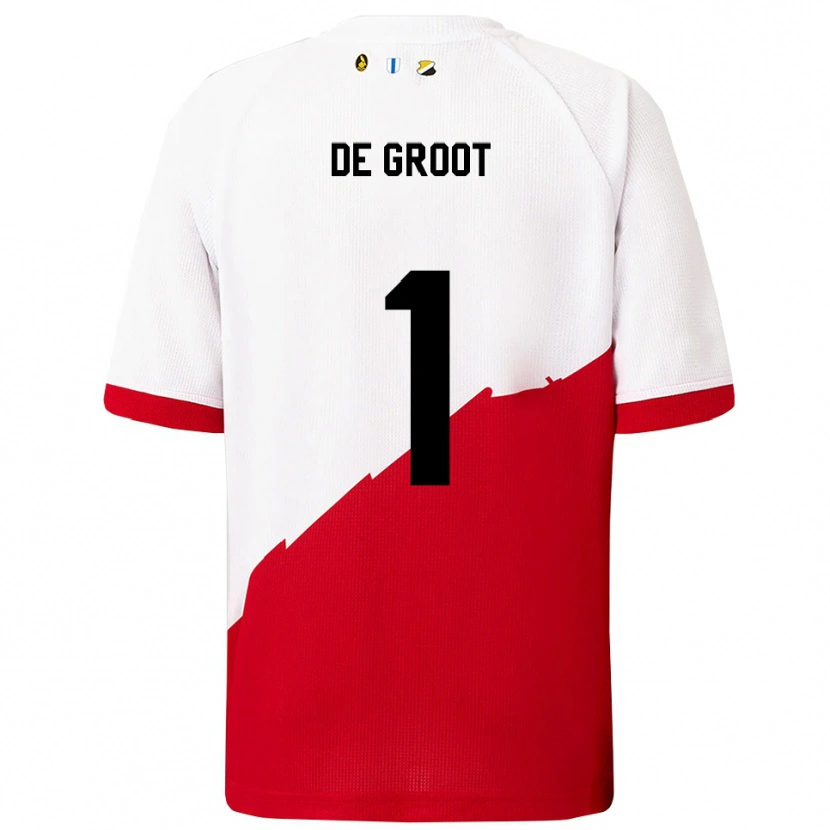 Danxen Børn Jasmijn De Groot #1 Hvid Rød Hjemmebane Spillertrøjer 2025/26 Trøje T-Shirt