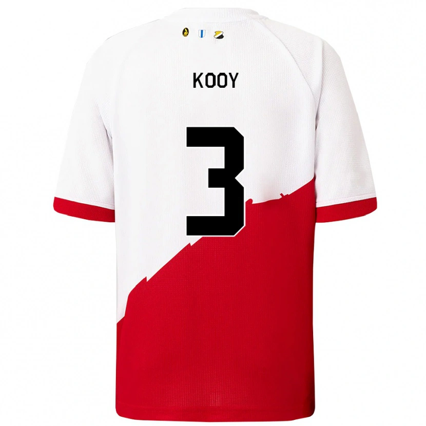 Danxen Børn Wessel Kooy #3 Hvid Rød Hjemmebane Spillertrøjer 2025/26 Trøje T-Shirt