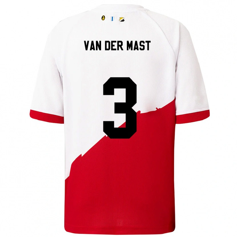 Danxen Børn Hylke Van Der Mast #3 Hvid Rød Hjemmebane Spillertrøjer 2025/26 Trøje T-Shirt