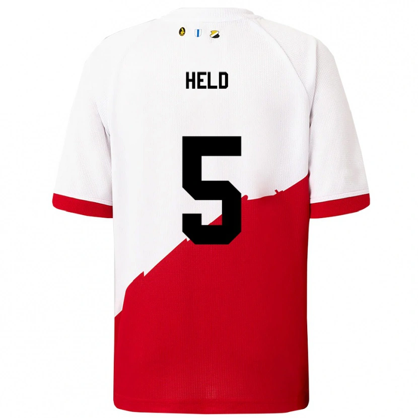 Danxen Børn Nazjir Held #5 Hvid Rød Hjemmebane Spillertrøjer 2025/26 Trøje T-Shirt