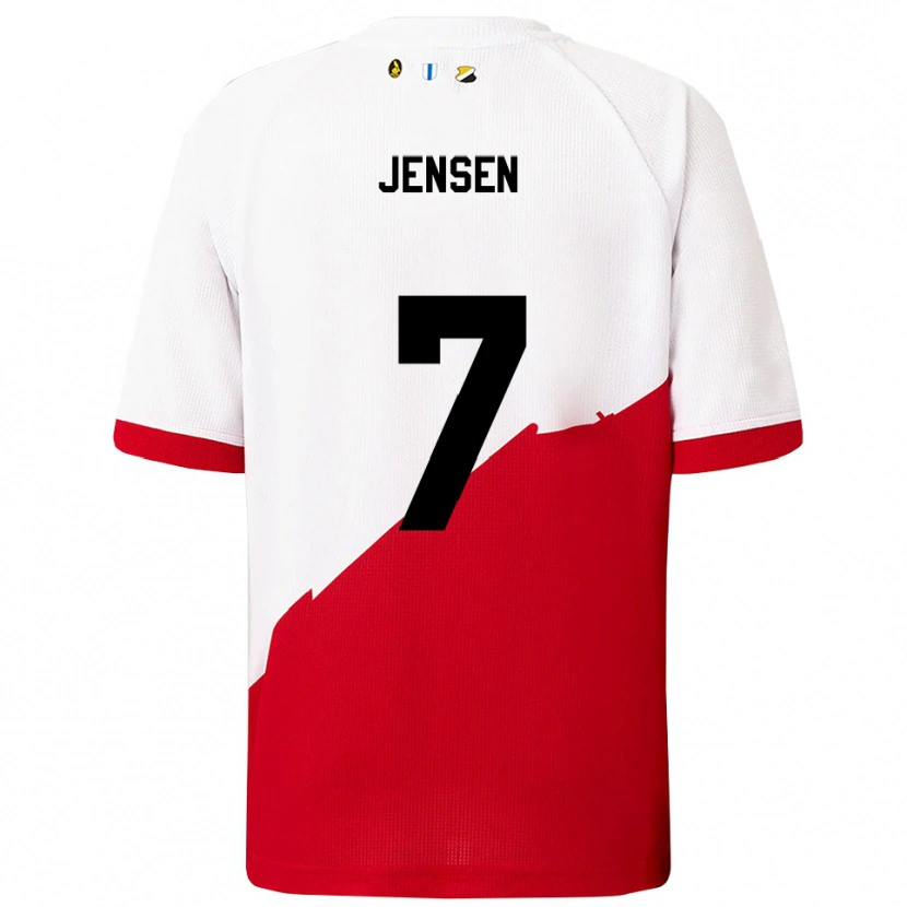 Danxen Børn Victor Jensen #7 Hvid Rød Hjemmebane Spillertrøjer 2025/26 Trøje T-Shirt