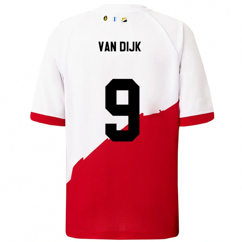 Danxen Børn Bright Van Dijk #9 Hvid Rød Hjemmebane Spillertrøjer 2025/26 Trøje T-Shirt