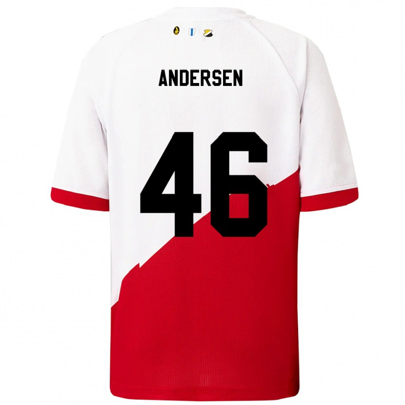 Danxen Børn Silas Andersen #46 Hvid Rød Hjemmebane Spillertrøjer 2025/26 Trøje T-Shirt