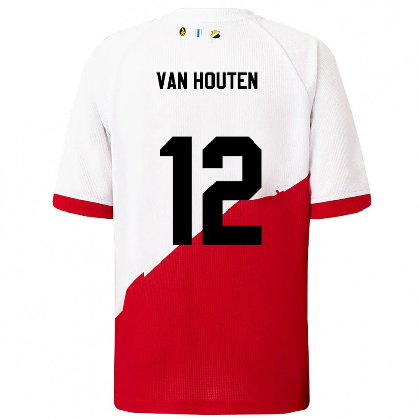 Danxen Børn Dylan Van Houten #12 Hvid Rød Hjemmebane Spillertrøjer 2025/26 Trøje T-Shirt