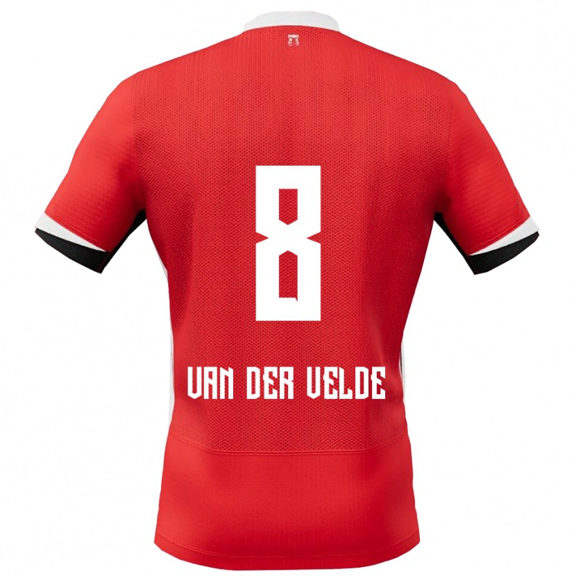 Danxen Børn Yordi Van Der Velde #8 Rød Hvid Hjemmebane Spillertrøjer 2025/26 Trøje T-Shirt
