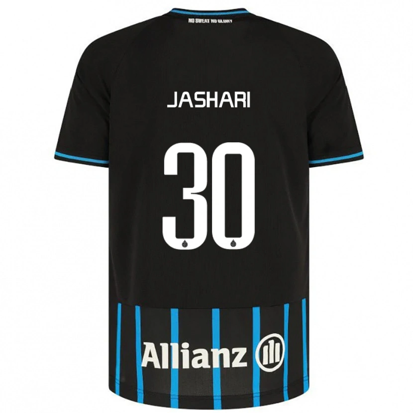 Danxen Børn Ardon Jashari #30 Sort Blå Hjemmebane Spillertrøjer 2025/26 Trøje T-Shirt
