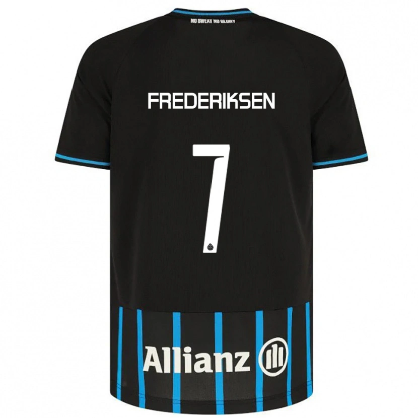 Danxen Børn Rebekka Frederiksen #7 Sort Blå Hjemmebane Spillertrøjer 2025/26 Trøje T-Shirt