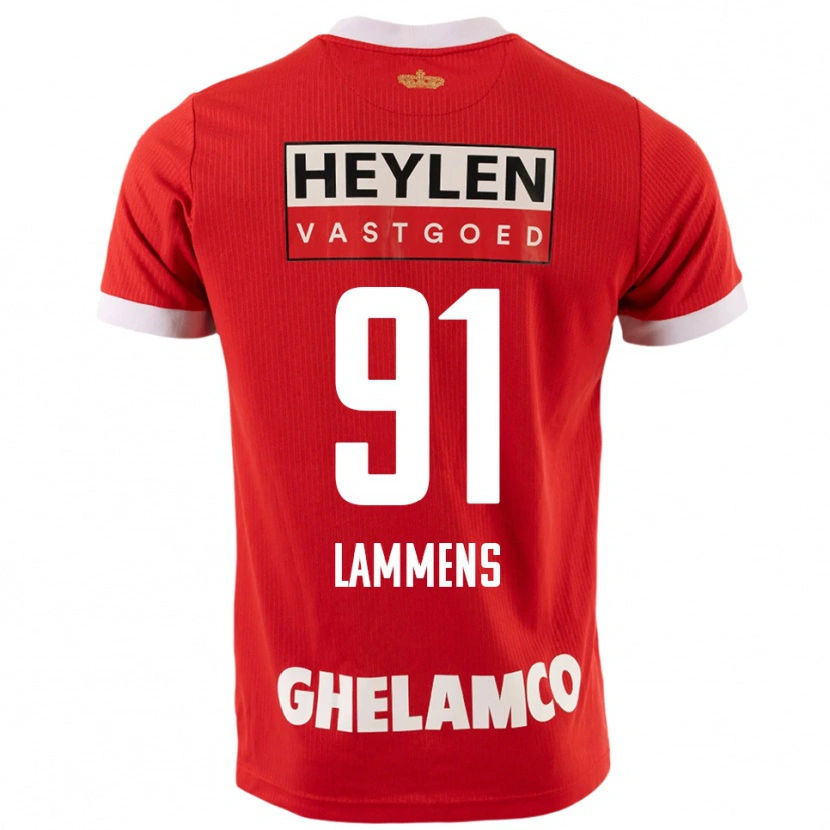 Danxen Børn Senne Lammens #91 Rød Hvid Hjemmebane Spillertrøjer 2025/26 Trøje T-Shirt