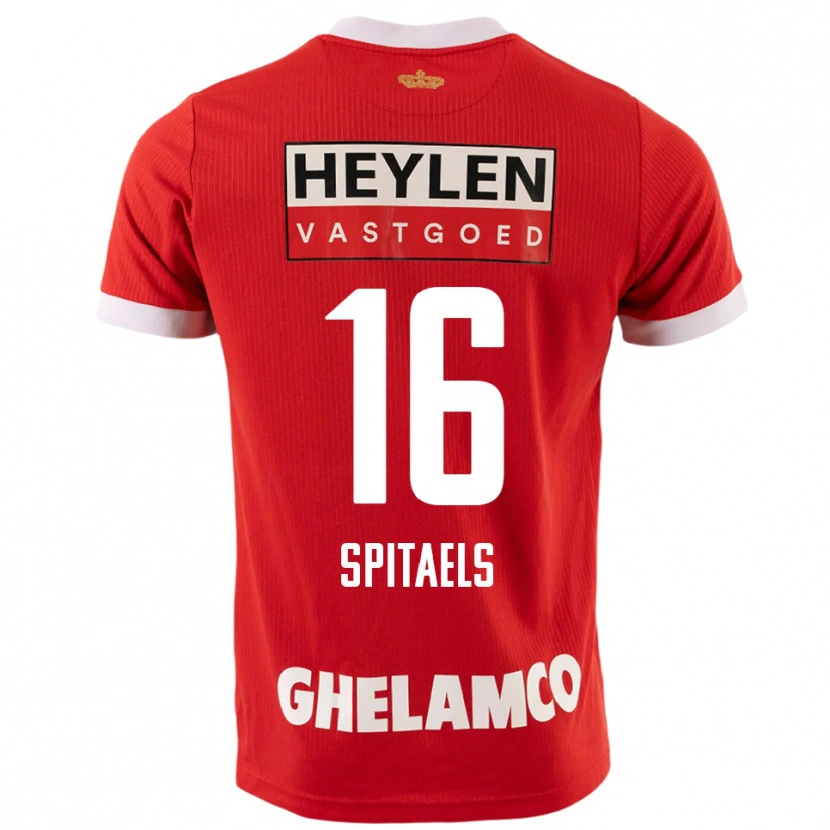 Danxen Børn Nathan Spitaels #16 Rød Hvid Hjemmebane Spillertrøjer 2025/26 Trøje T-Shirt