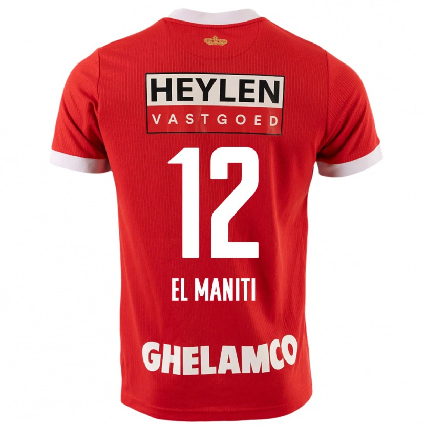 Danxen Børn Naoufal El Maniti #12 Rød Hvid Hjemmebane Spillertrøjer 2025/26 Trøje T-Shirt
