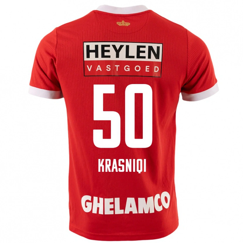 Danxen Børn Laurit Krasniqi #50 Rød Hvid Hjemmebane Spillertrøjer 2025/26 Trøje T-Shirt