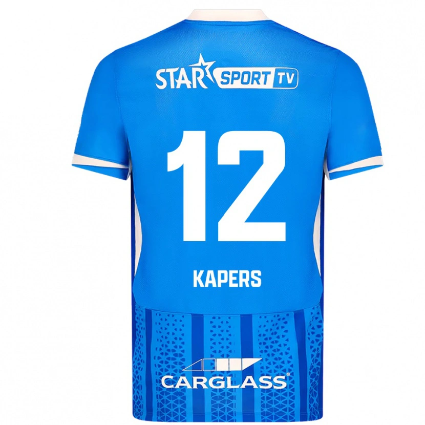 Danxen Børn Wout Kapers #12 Blå Hvid Hjemmebane Spillertrøjer 2025/26 Trøje T-Shirt