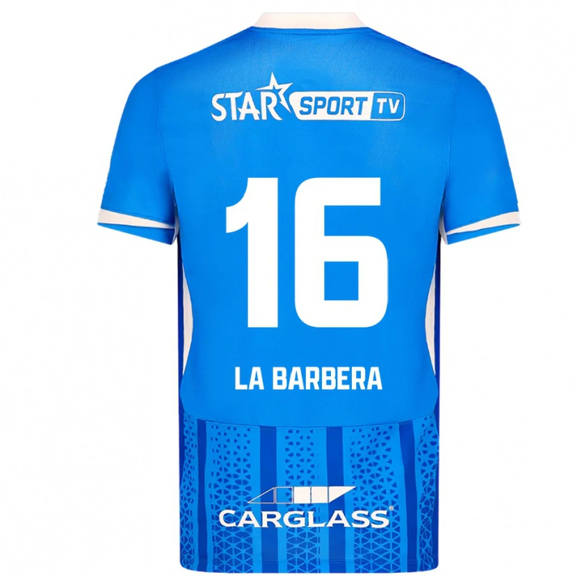 Danxen Børn Yonni La Barbera #16 Blå Hvid Hjemmebane Spillertrøjer 2025/26 Trøje T-Shirt