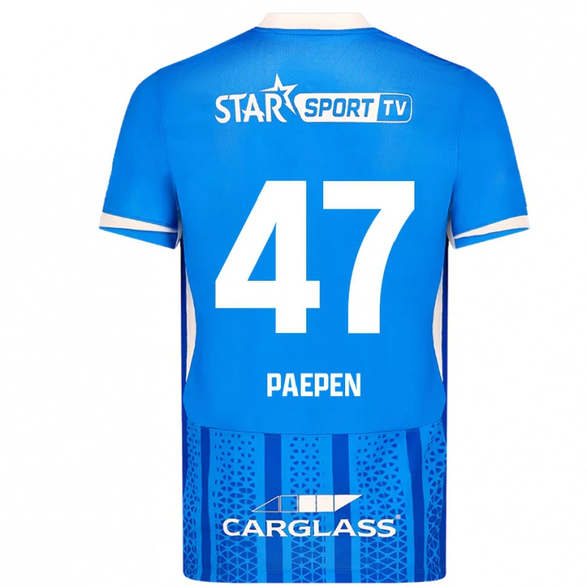 Danxen Børn Sam Paepen #47 Blå Hvid Hjemmebane Spillertrøjer 2025/26 Trøje T-Shirt