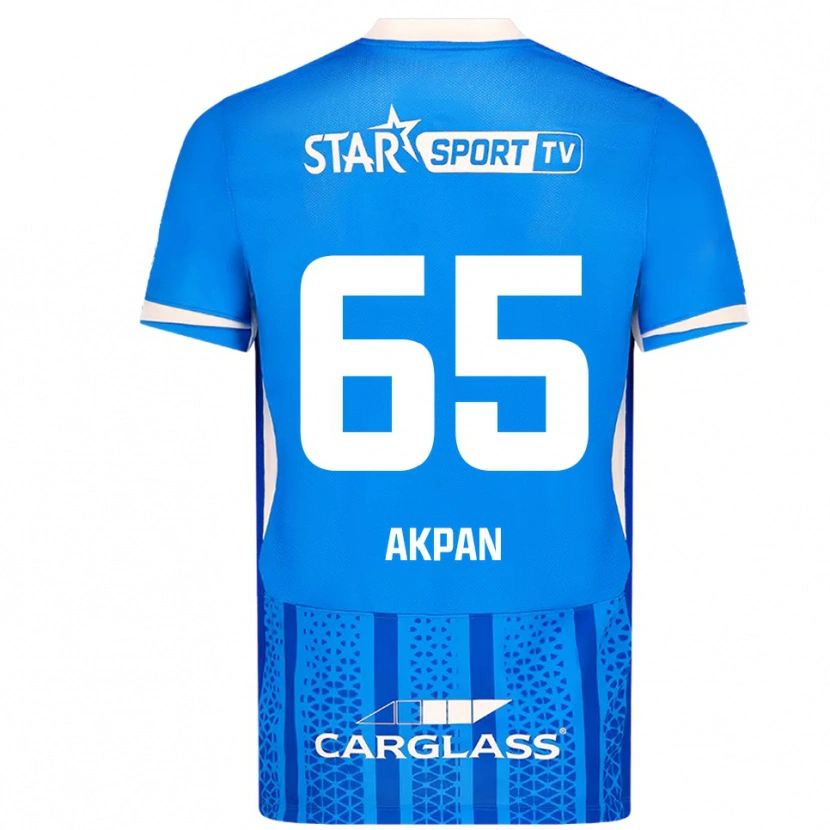 Danxen Børn Christian Akpan #65 Blå Hvid Hjemmebane Spillertrøjer 2025/26 Trøje T-Shirt