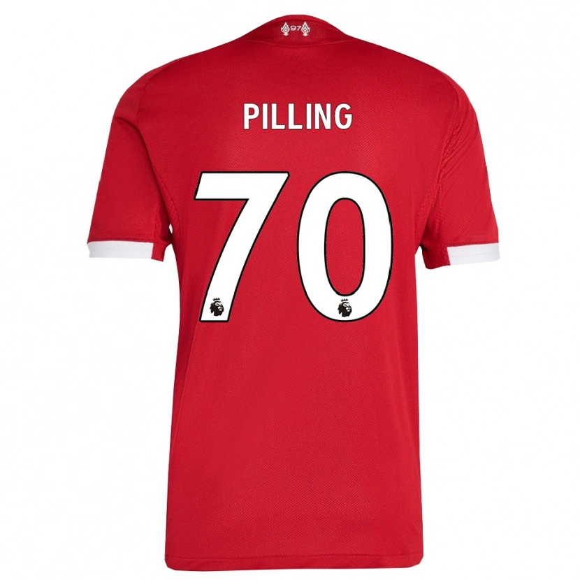 Danxen Børn Tommy Pilling #70 Rød Hvid Hjemmebane Spillertrøjer 2025/26 Trøje T-Shirt
