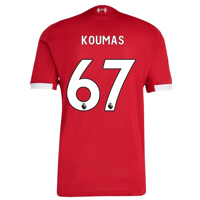 Danxen Børn Lewis Koumas #67 Rød Hvid Hjemmebane Spillertrøjer 2025/26 Trøje T-Shirt