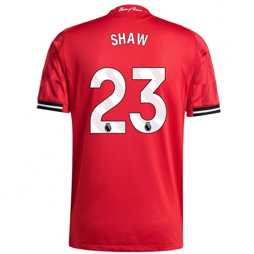 Danxen Børn Luke Shaw #23 Rød Sort Hvid Hjemmebane Spillertrøjer 2025/26 Trøje T-Shirt
