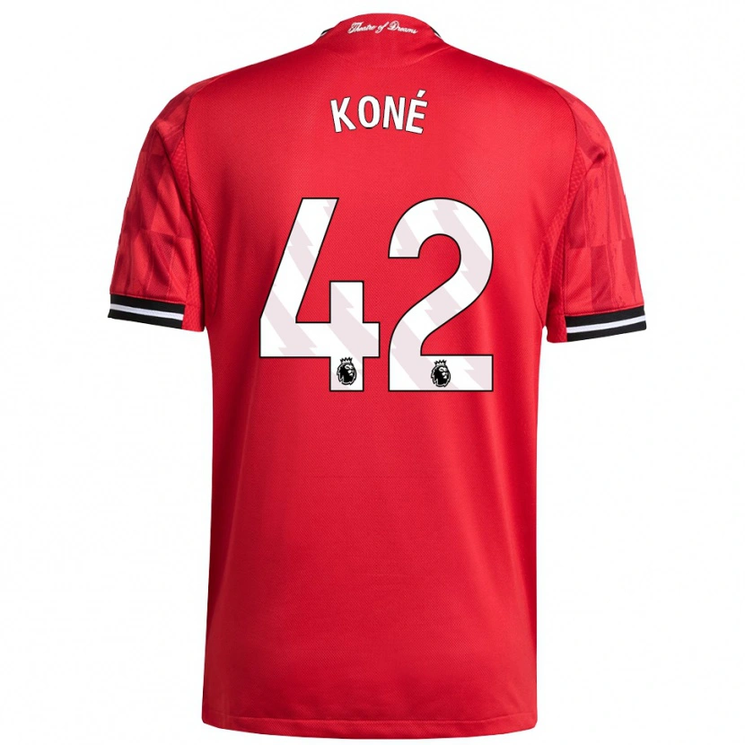 Danxen Børn Sékou Koné #42 Rød Sort Hvid Hjemmebane Spillertrøjer 2025/26 Trøje T-Shirt