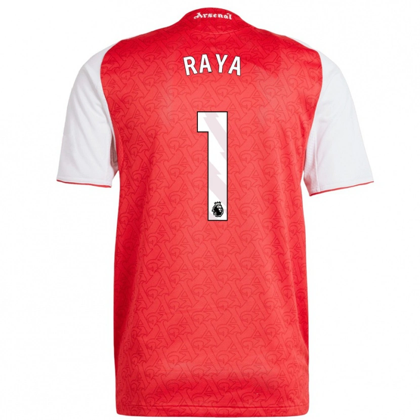 Danxen Børn David Raya #1 Rød Hvid Hjemmebane Spillertrøjer 2025/26 Trøje T-Shirt