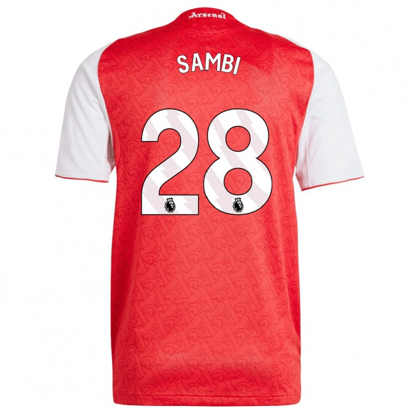 Danxen Børn Albert Sambi Lokonga #28 Rød Hvid Hjemmebane Spillertrøjer 2025/26 Trøje T-Shirt